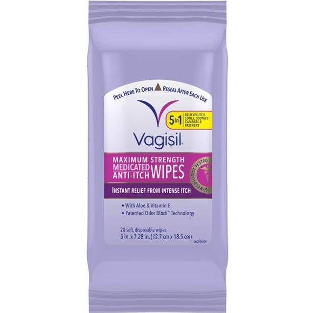 Vagisil, Medicated Anti-Itch Wipes, Maximum Strength, 20 Disposable Wipes