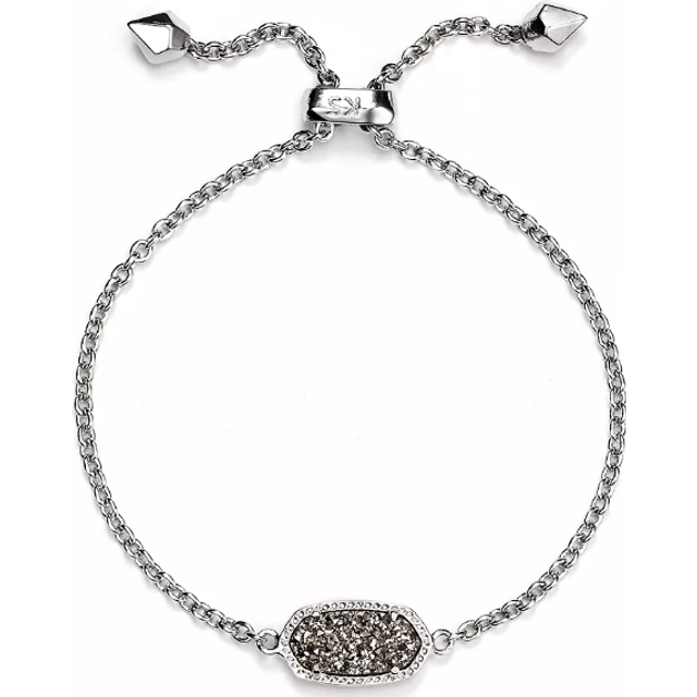 Kendra Scott Elaina Adjustable Chain Bracelet for Women  Fashion Jewelry  Rhodium-Plated  Platinum Drusy