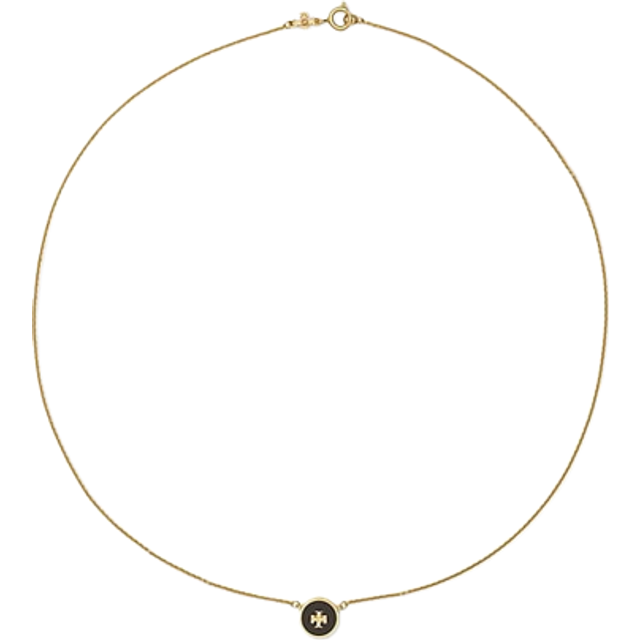 Tory Burch Women's Kira Enamel Pendant Necklace - Tory Gold / Black - OS - Multi