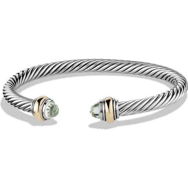 David Yurman Semiprecious Cable Classics Bracelet Silver Gold Green