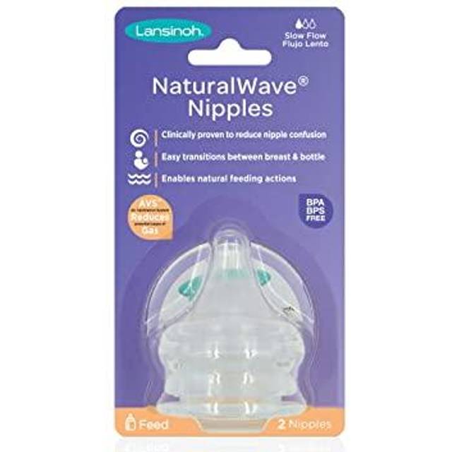 Lansinoh, NaturalWave Nipples, Slow Flow, 2 Pack