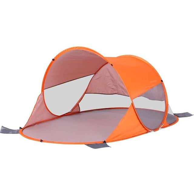 Outsunny Portable Pop Up Beach Tent - Orange, Orange