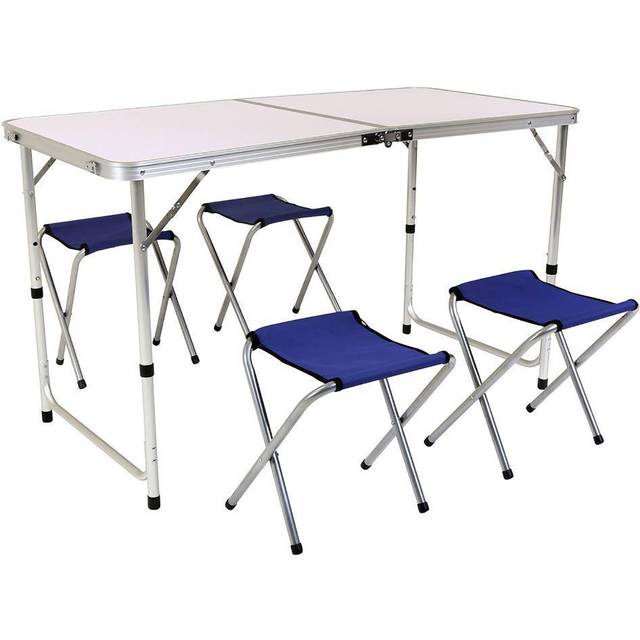 Charles Bentley 4 Seater Foldable Picnic Set, White
