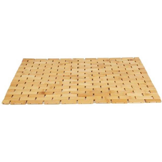 BAMAT-BRN Luxury Roll Up Shower Bath Mat, Anti-Slip Mat, Environment Friendly Bamboo, Brown