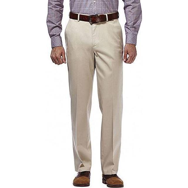 Haggar Mens classic Fit Flat-Front Hidden Expandable Waistband Premium