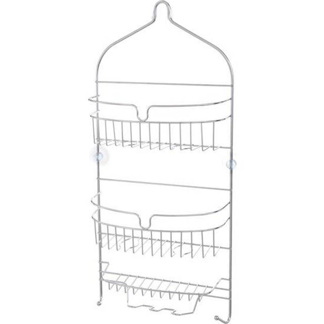 "Kenney KN614151 Over the Shower Head 24"""" L x 11"""" W x 4.5"""" D Rust-Resistant Metal Wire Large 3-Shelf Hanging Caddy with Suction Cups and Razor Holde"