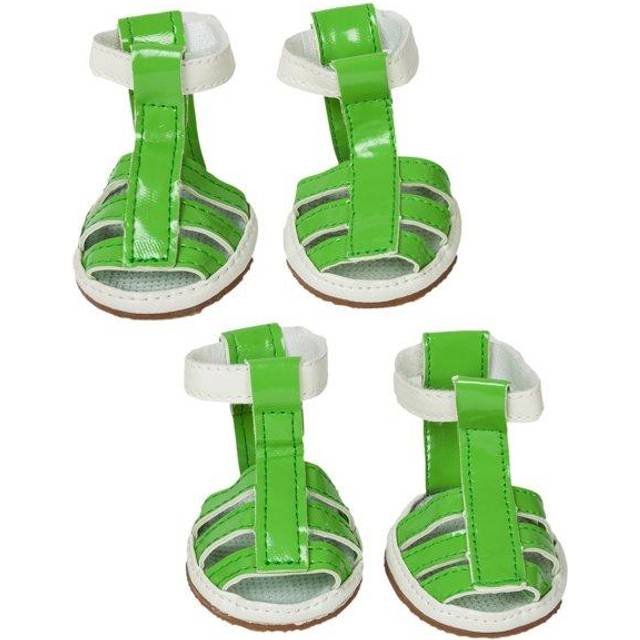 Pet Life LLC F25GNMD Buckle-Supportive Pvc Waterproof Pet Sandals Shoes - Set Of 4
