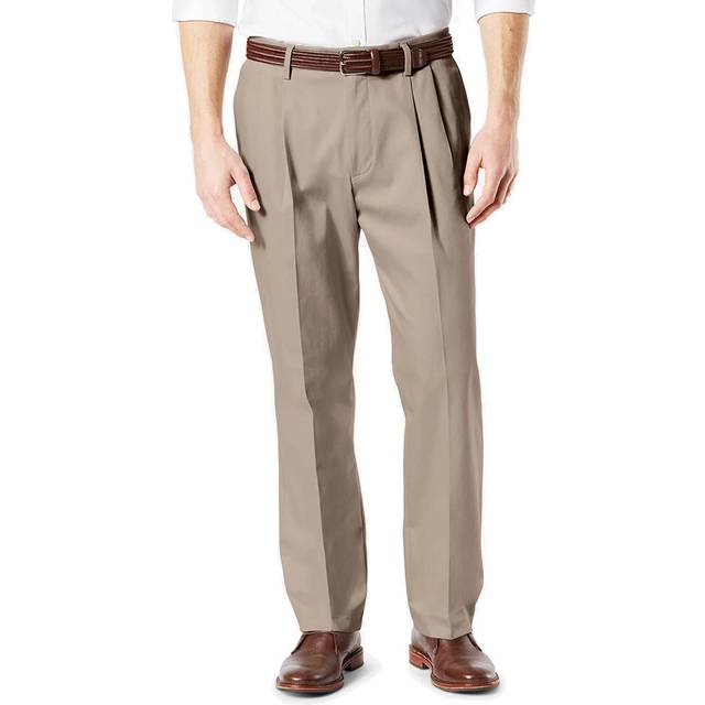 Dockers Men's Classic Fit Signature Khaki Lux Cotton Stretch Pants-Pleated (Regular and Big & Tall)  Timberwolf  38W x 30L