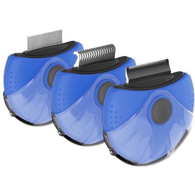 Pet Life GR7BL Axler Triple Rotating Rake Deshedder & Dematting Grooming Pet Comb, Blue - One Size