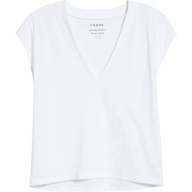 FRAME - Le Mid Rise V T-Shirt in Blanc - White