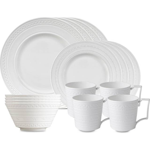 Wedgwood Intaglio Bone China Dinnerware Set, White, 16 Piece