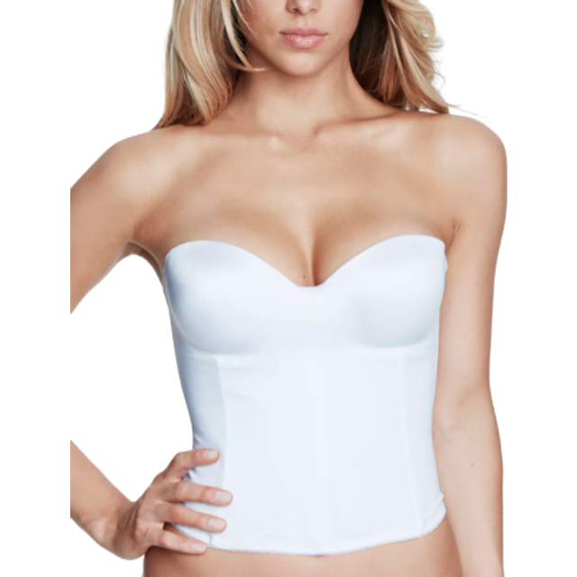 Dominique Women's Ariel Hidden Underwire Longline Bridal Bra (32A-44DD-E) #8541 - White - 38DD/E