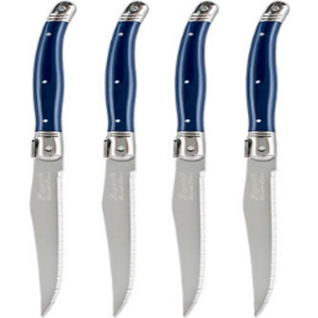 French Home Set Of 4 Laguiole Faux Turquoise Steak Knives