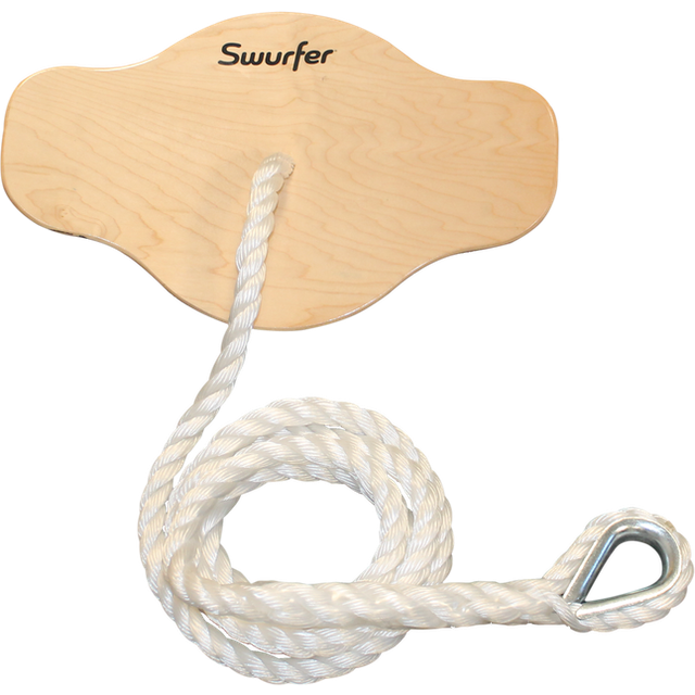 Swurfer Swift - Maple Wood Disc Swing for Kids Ages 4 and Up  Holds up to 150 Pounds - Includes 18 Curved Seat Swing with Heavy Duty Braided Rope  Bro