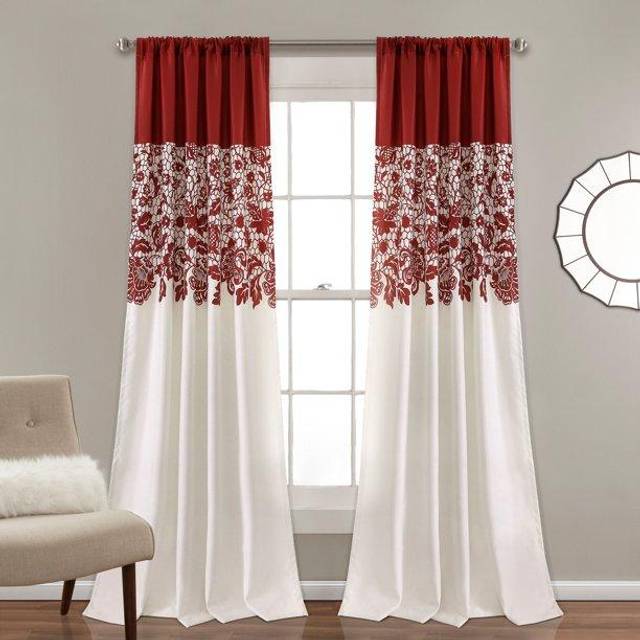 Lush DÃCOR Estate Garden Print Curtains Room Darkening Window Panel Set for Living, Dining, Bedroom (Pair), 84 in x 52 in, Gray