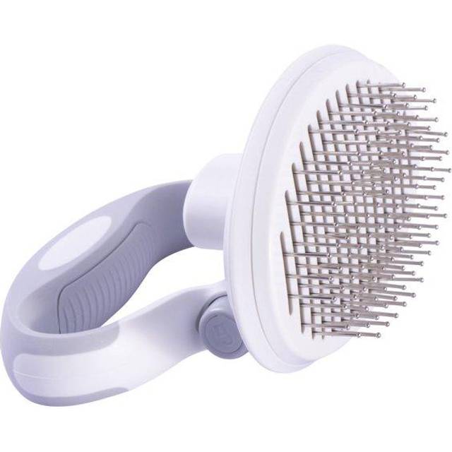 Pet Life GR10 Gyrater Travel Self-Cleaning Swivel Grooming Slicker Pet Brush, White - One Size
