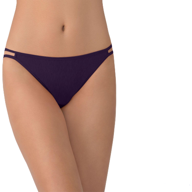 Vanity Fair Women's Illumination String Bikini Panties  Silky Stretch & Satin Trim  3 Pack-Sangria/Earthy Grey/White  6