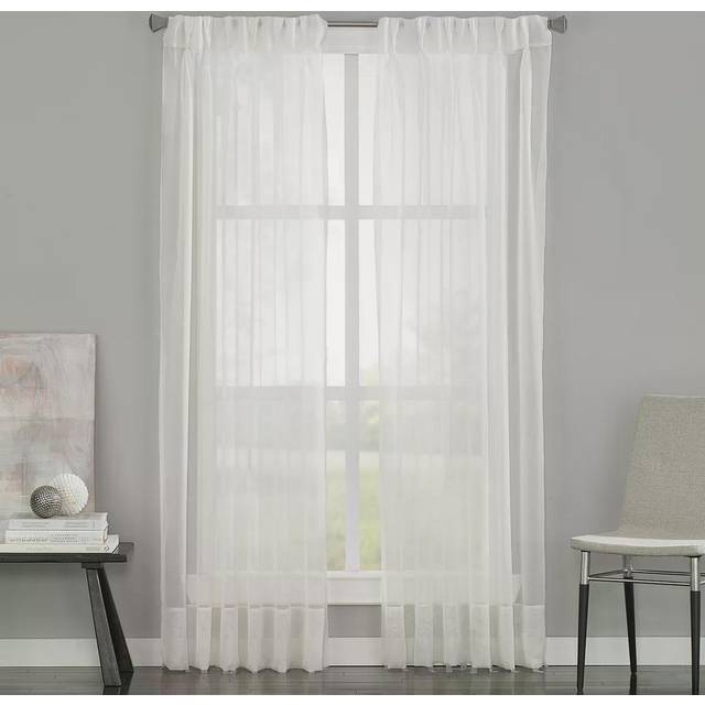 "Curtainworks Soho Voile Sheer Pinch Pleat Curtain Panel  29 by 84""""""""  Oyster (Pack of 1)"