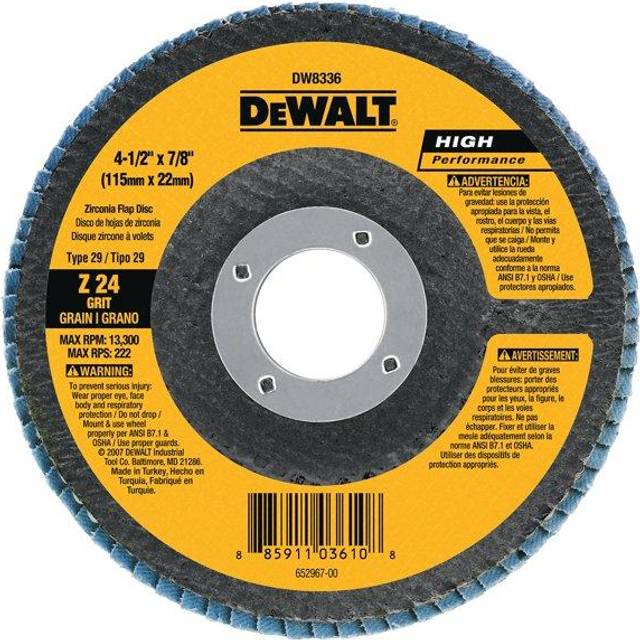 DEWALT DW8312 4-1/2-Inch by 5/8-Inch-11 60 Grit Zirconia Angle Grinder Flap Disc