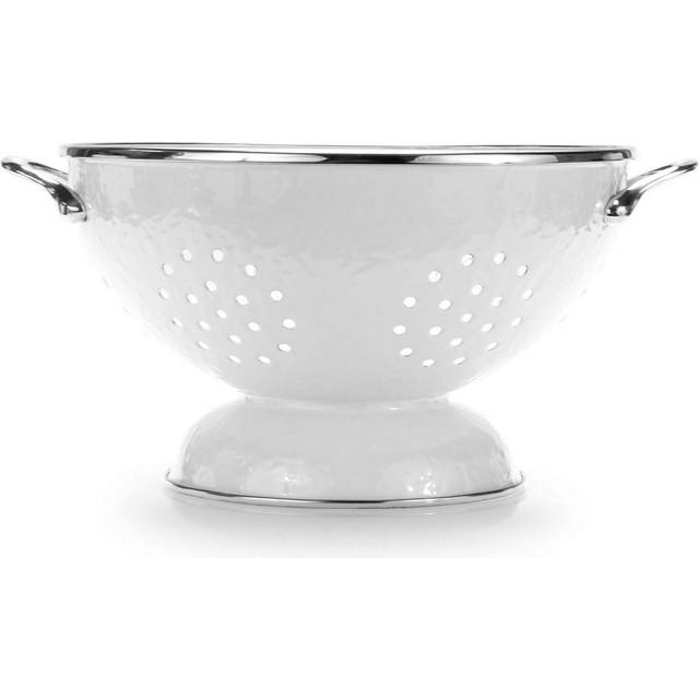Golden Rabbit Enamelware - 5qt Larger Colander (Solid White)