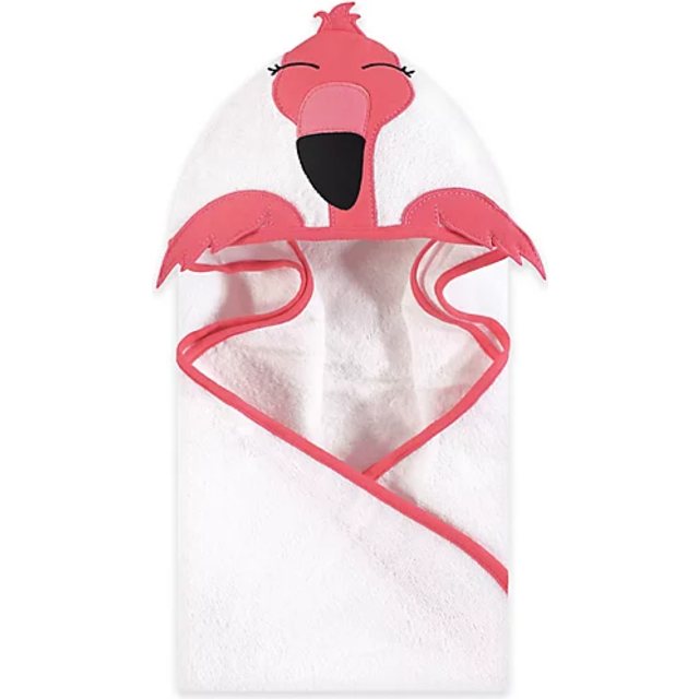 Hudson Baby Unisex Baby Cotton Animal Face Hooded Towel  Modern Flamingo  One Size