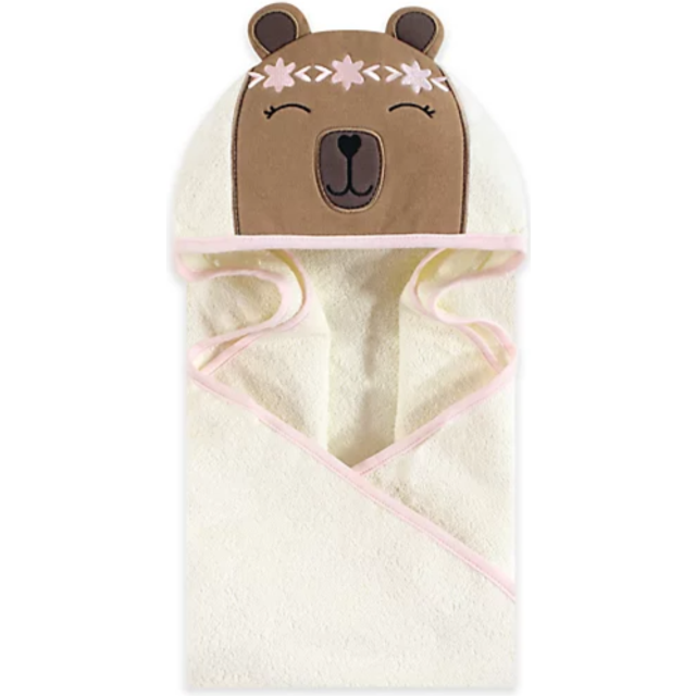 Hudson Baby Unisex Baby Cotton Animal Face Hooded Towel  Boho Bear  One Size