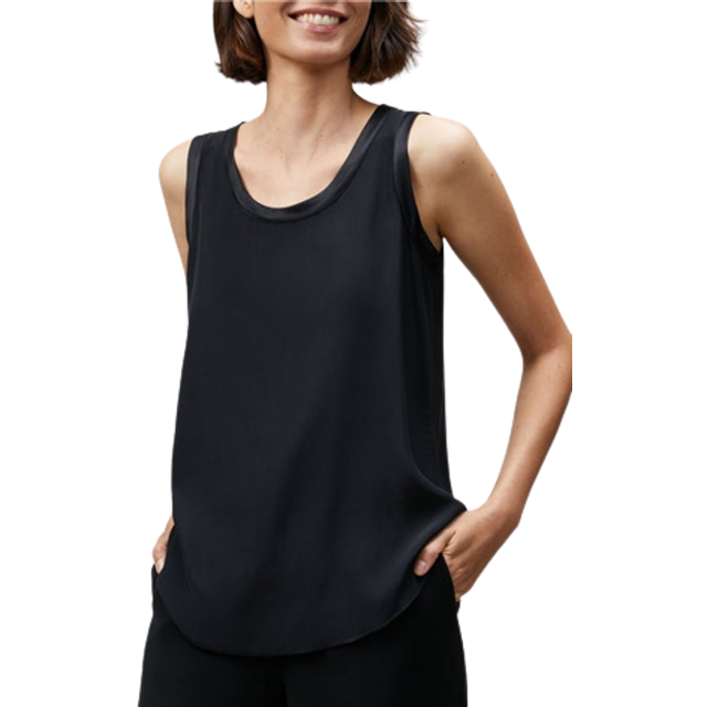 Perla Luxe Reversible Silk Charmeuse Shell - BLACK - Medium