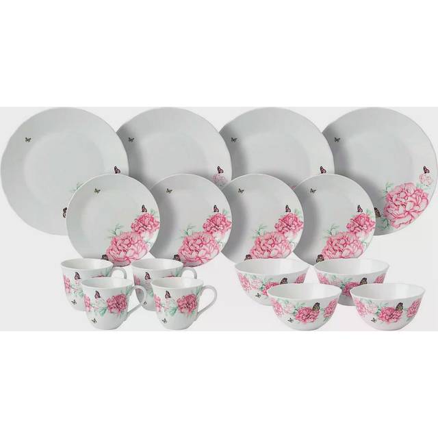 Royal Albert White, Rose and Green Miranda Kerr 16-piece Porcelain Tea Party Set
