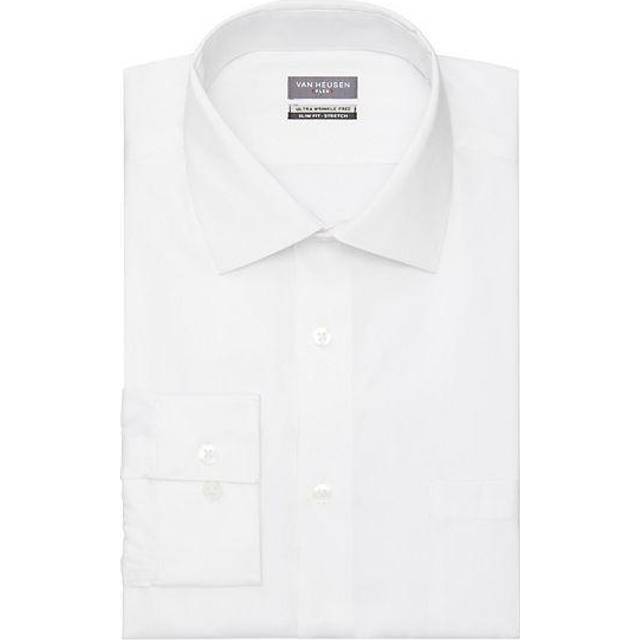 Van Heusen Men's Dress Shirt Slim Fit Ultra Wrinkle Free Flex Collar Stretch  White  16-16.5 Neck 32-33 Sleeve