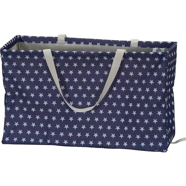Household Essentials Krush Container All-Purpose Utility Tote  Water-Resistant Vinyl Lining  Blue Stars