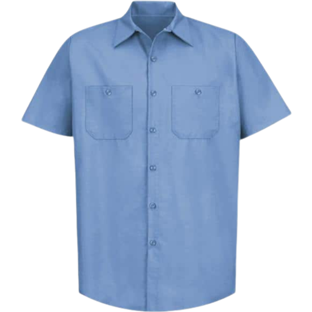Red Kap Mens Standard Industrial Work Shirt  Regular Fit  Short Sleeve  Light Blue  Small