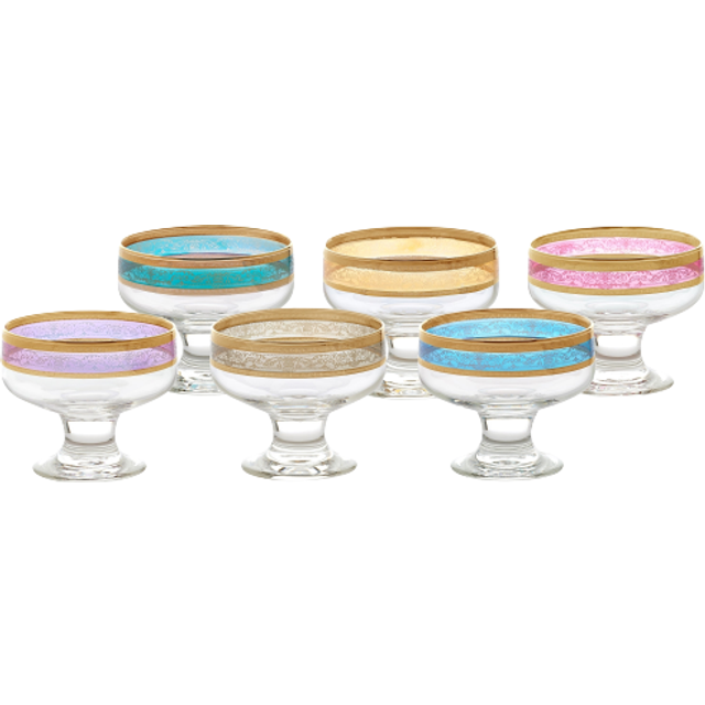 Lorren Home Trends Pedestal Melania Collection Bowls  Set of 6  Multicolored