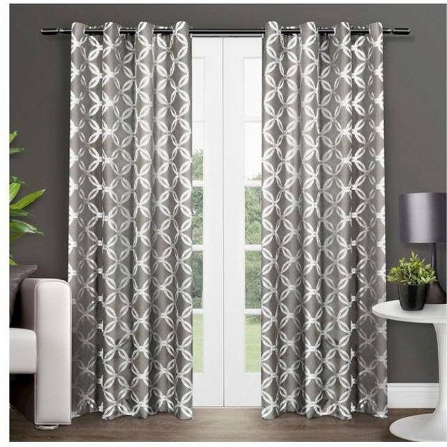 Exclusive Home Curtains Exclusive Home Modo Metallic Geometric Grommet Top Curtain Panel Pair  54x96  Black Pearl  2 Count