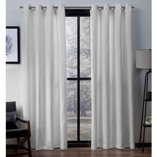 "Exclusive Home Chateau Striped Faux Silk Grommet Top Curtain Panel Pair  54""""""""x63""""""""  Dove Grey"