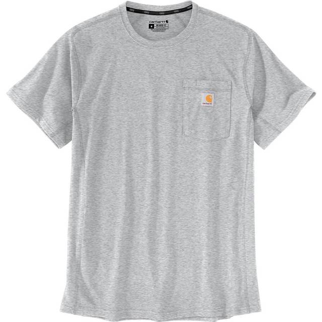 Carhartt Force Relaxed Fit Midweight kortärmad ficka t-shirt för män arbete, Gråmelange, XL