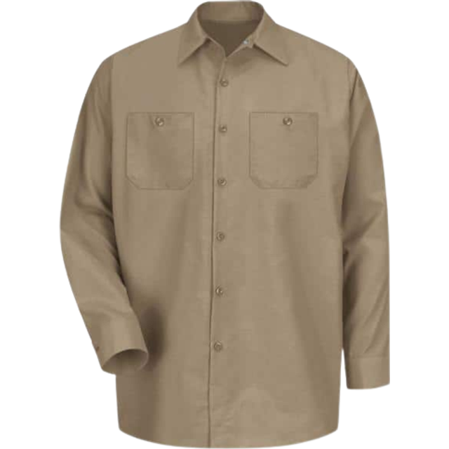 Red Kap Mens Industrial Work Shirt  Regular Fit  Long Sleeve  Khaki  2X-Large