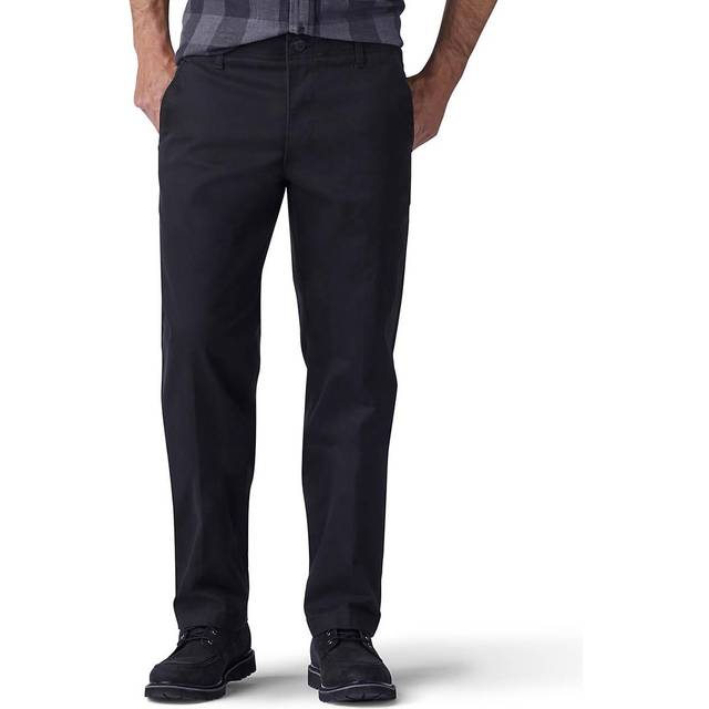 Lee Men's Extreme Motion Flat Front Regular Straight Pant Black 38W x 29L