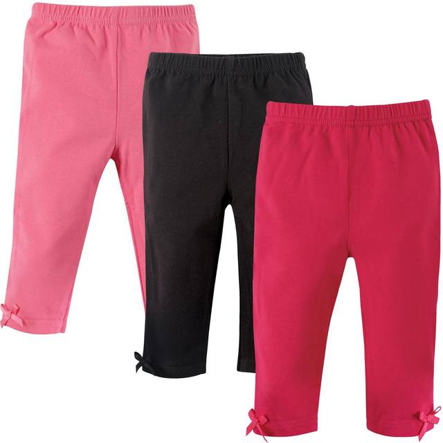 Hudson Baby Unisex Baby Cotton Pants and Leggings, Pink Black, 6-9 Months
