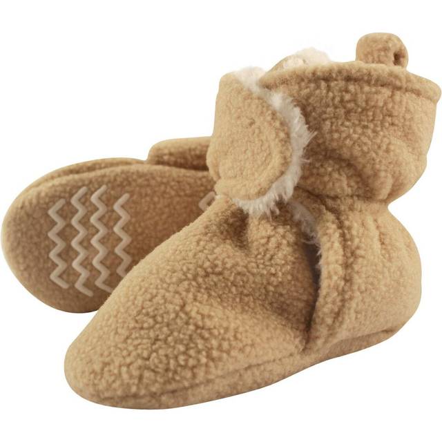 Hudson Baby unisex baby Cozy Fleece and Sherpa Booties Slipper Sock  Tan  12-18 Months Infant US