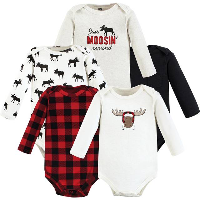 Hudson Baby Unisex Cotton Long-sleeve Bodysuits And Toddler T-Shirt Set  Winter Moose 5-pack  0-3 Months US