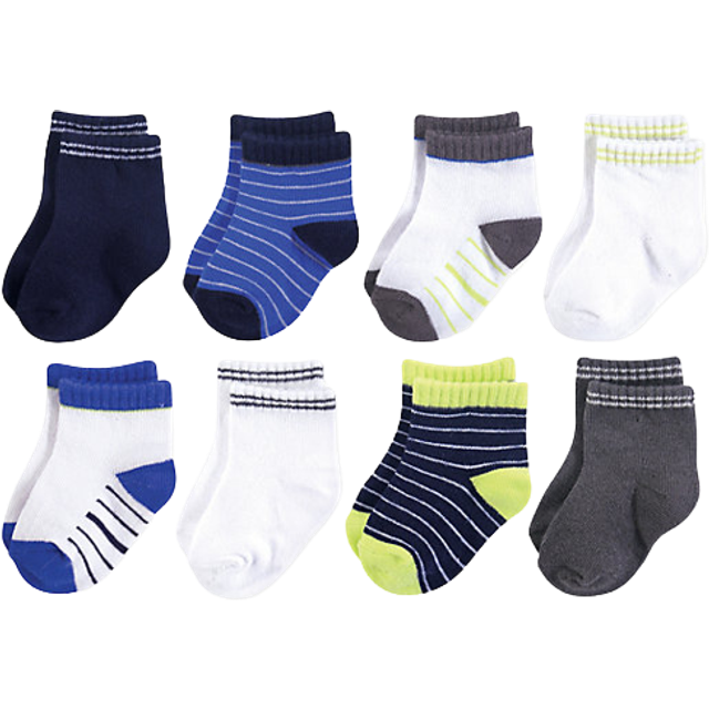 Hudson Baby Unisex Cotton Rich Newborn and Terry Socks  Navy Charcoal  6-12 Months