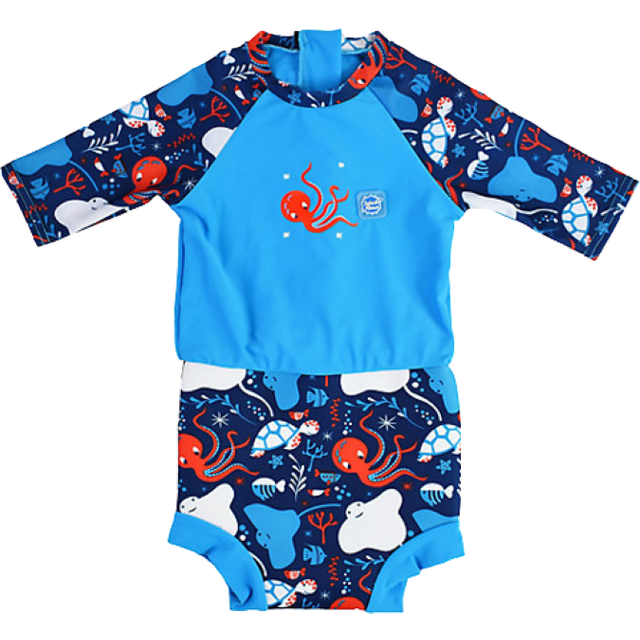Splash About Blue Happy Nappy Baby Sun Suit (Upf50+) - 6-12 month