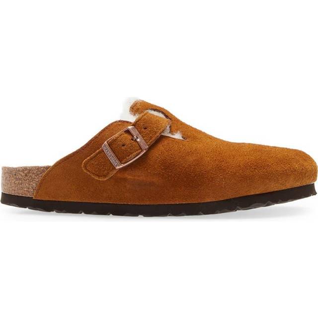 Birkenstock Boston Shearling Suede Leather Unisex Clogs - Mink - UK 7