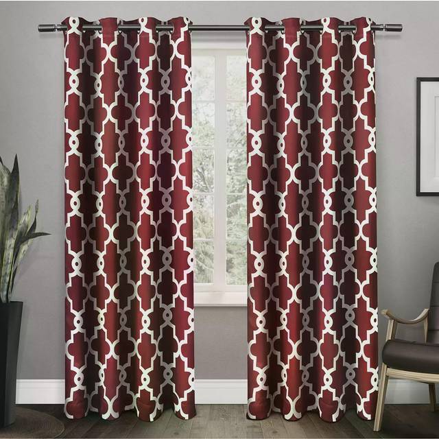 "TOWN & COUNTRY EVERYDAY Ironwork Geo Trellis Sateen Indoor Curtains  Room Darkening Blackout  Grommet Top  Energy Efficient  2-Pack Set  52"""""