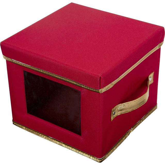 Simplify Holiday Salad Plate Dinnerware Storage Box | 9.45 Inch | Christmas China | 12 Felt Dividers | Tableware Setting | Red