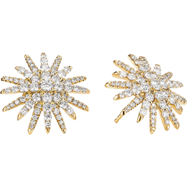 Starburst Stud Earrings in 18ct Yellow Gold with Diamonds, 19mm