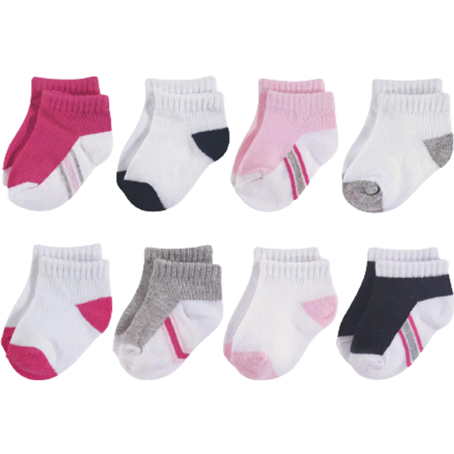 Hudson Baby Unisex Cotton Rich Newborn and Terry Socks  White Pink Black  0-6 Months