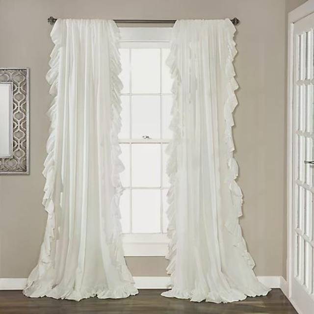 Lush Decor Reyna White Window Panel curtain Set for Living Dining Room Bedroom Pair 84 x 54