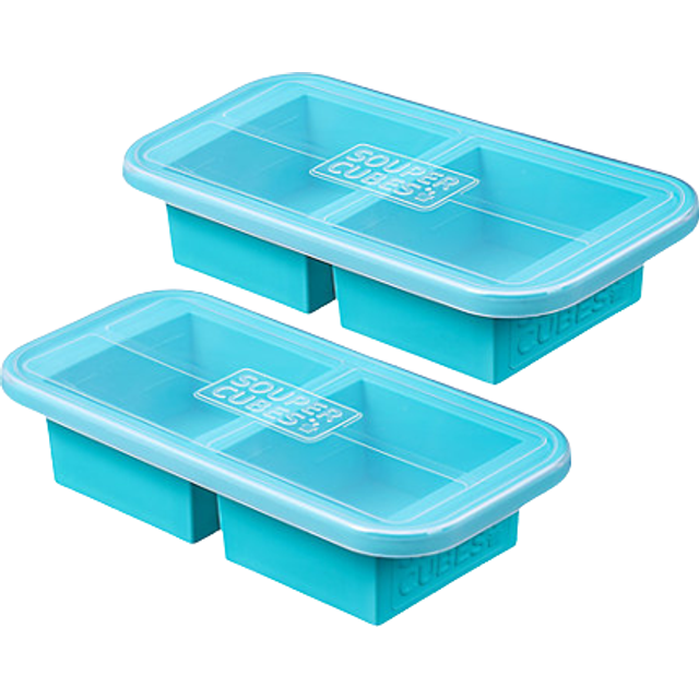 Souper Cubes - Matförvaring och Lock Silikon 2-cup 2x500 ml 2-pack Blå
