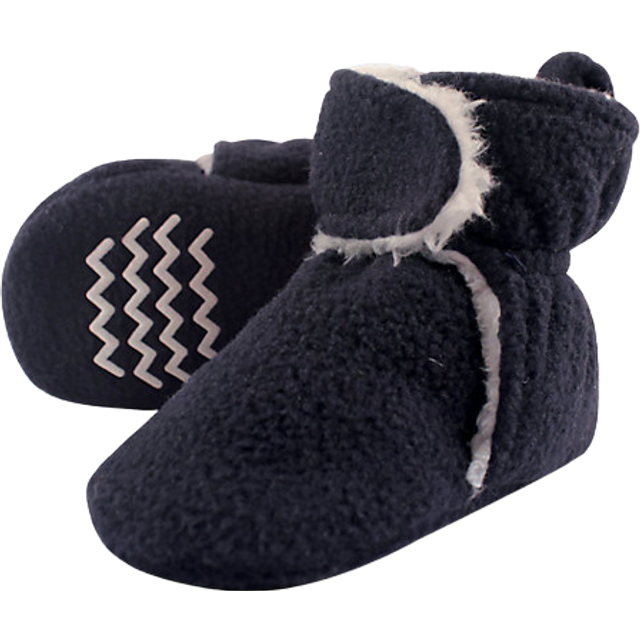 Hudson Baby unisex baby Cozy Fleece and Sherpa Booties Slipper Sock  Navy  0-6 Months Infant US